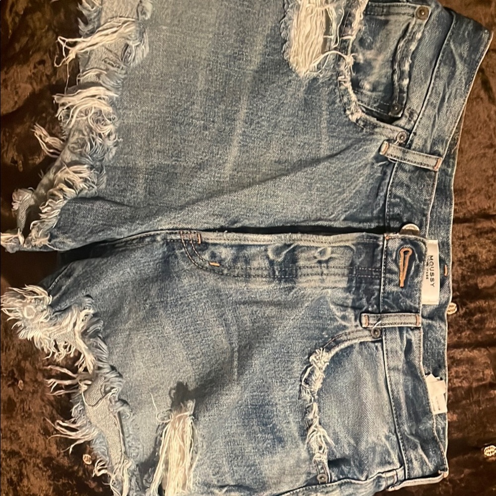 Distressed Denim Blue Shorts
